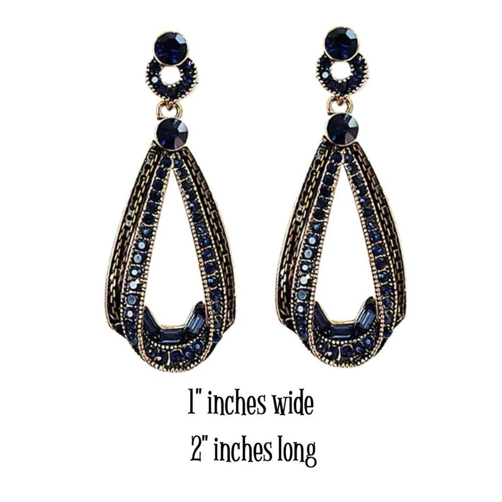 Blue Rhinestone Bohemian Earrings
